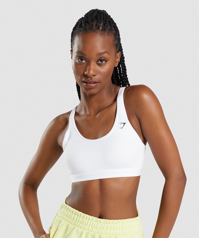 White Women's Gymshark Scoop Neck Sports Bra | USA-32870