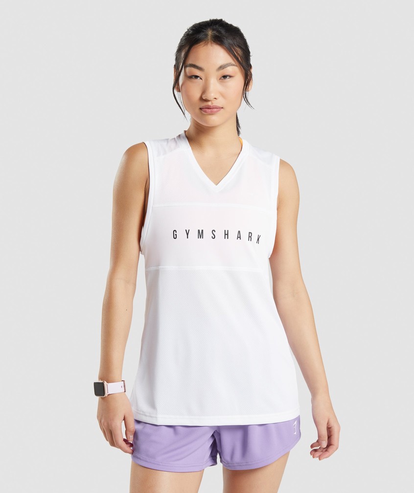 White Women's Gymshark Sport Loose Tank | USA-18076