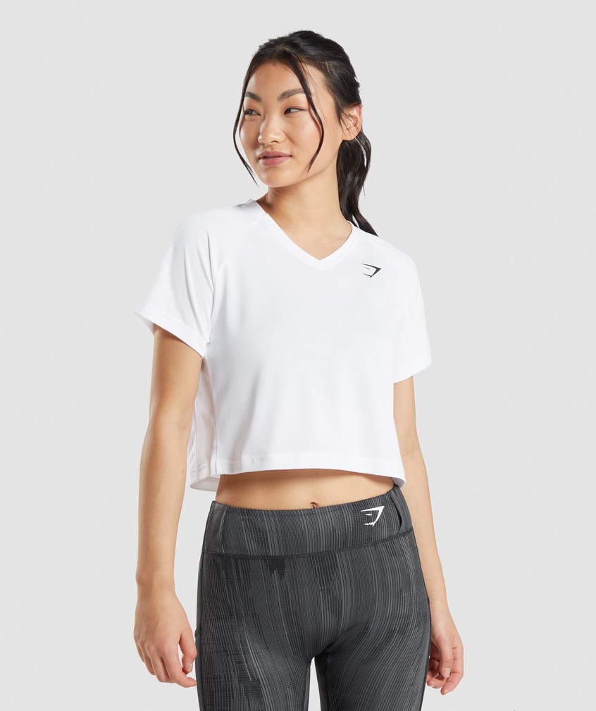 White Women's Gymshark Sport Midi T-Shirts | USA-65932