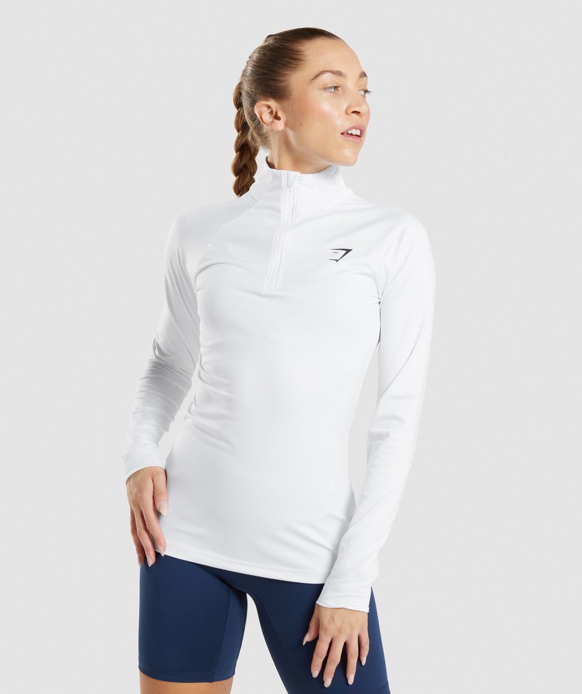 White Women's Gymshark Training 1/4 Zip Pullover | USA-17504