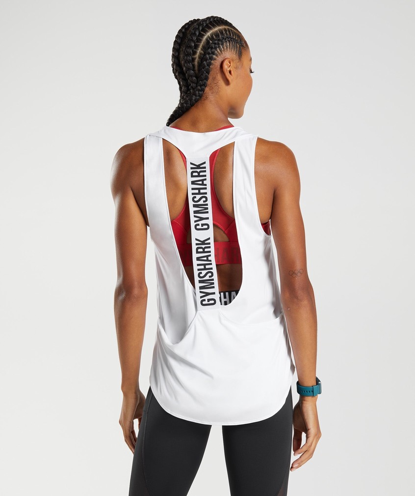 White Women's Gymshark Training Brandmark Tank | USA-71620