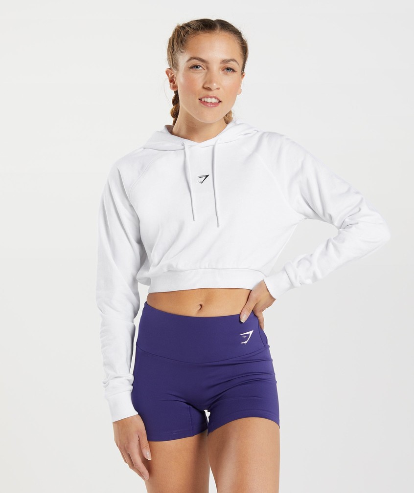 White Women's Gymshark Training Cropped Hoodie | USA-38946