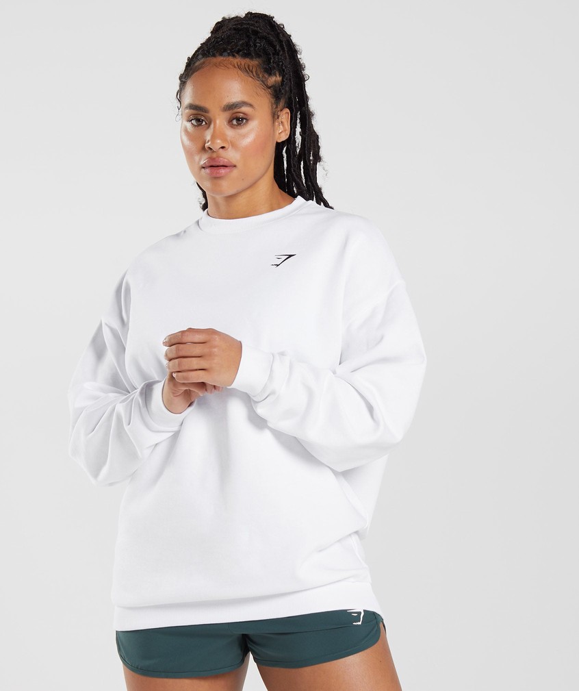 White Women's Gymshark Training Oversized Swea Pullover | USA-41695