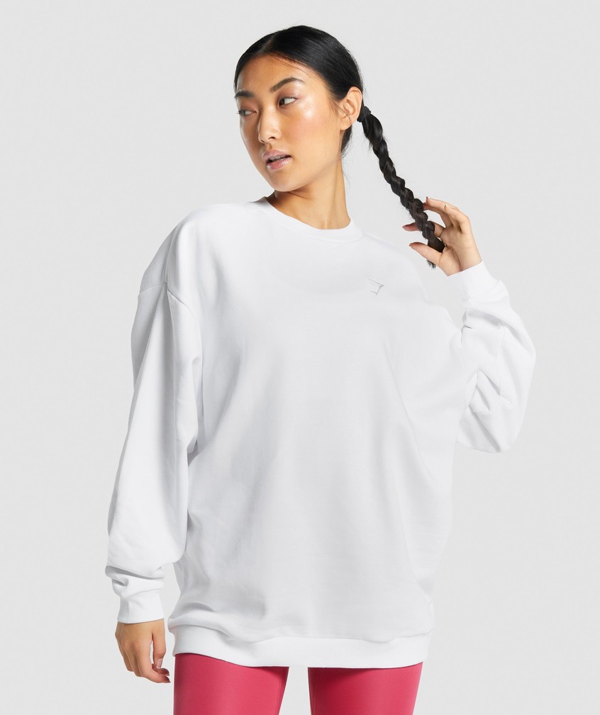 White Women's Gymshark Training Oversized Swea Pullover | USA-64203