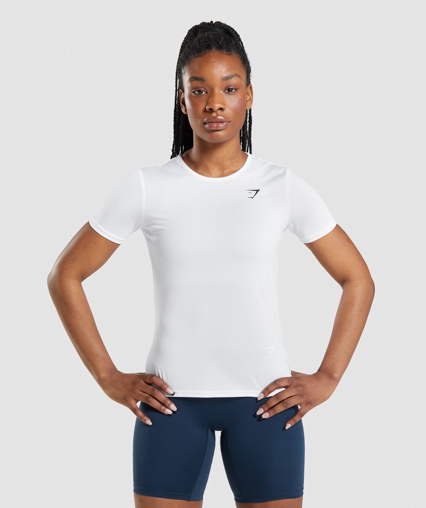 White Women's Gymshark Training T-Shirts | USA-81746