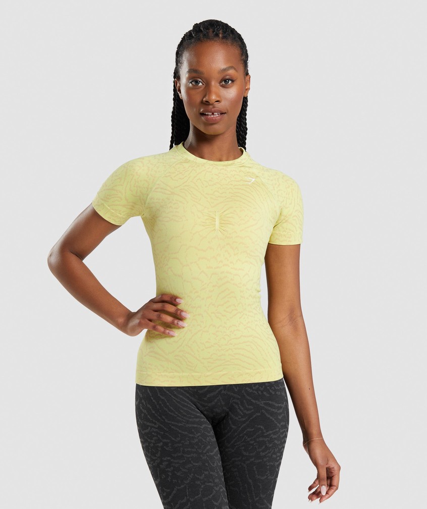 Yellow Women's Gymshark Adapt Animal Seamless T-Shirts | USA-68937