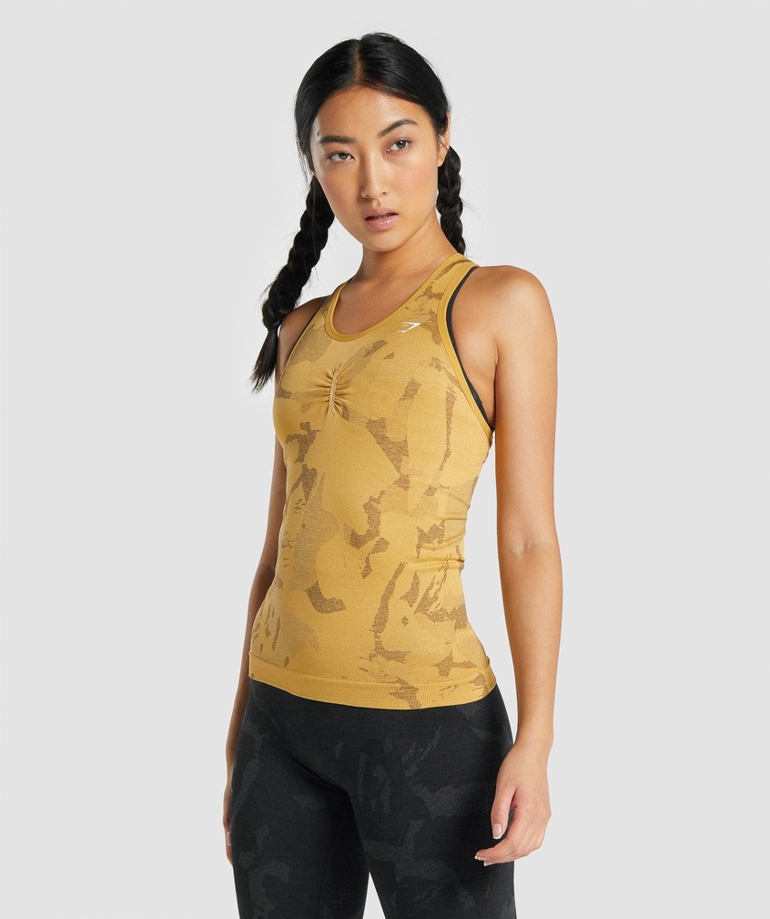 Yellow Women's Gymshark Adapt Camo Seamless Tank | USA-27349