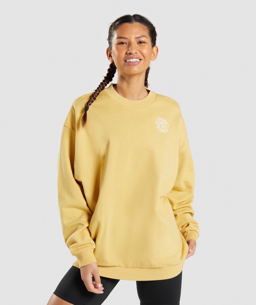 Yellow Women's Gymshark Legacy Graphic Swea Pullover | USA-80164