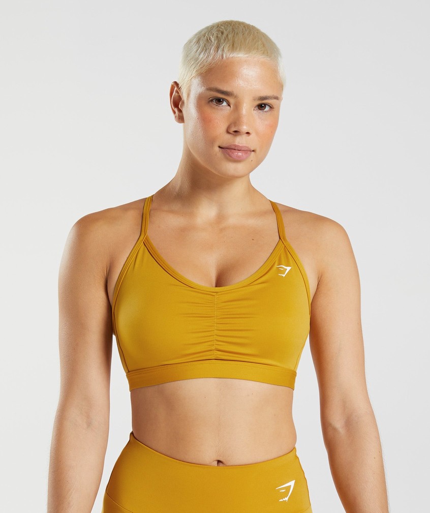 Yellow Women's Gymshark Ruched Sports Bra | USA-37120