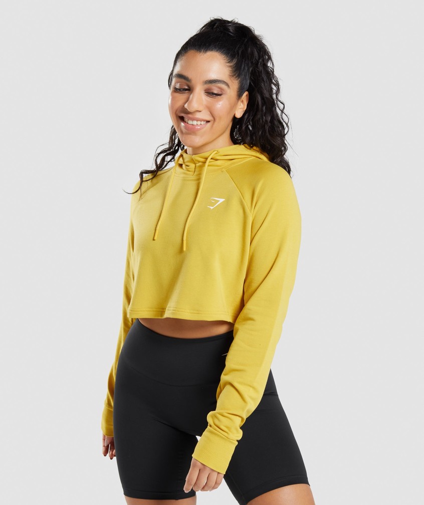 Yellow Women's Gymshark Training Cropped Hoodie | USA-36240