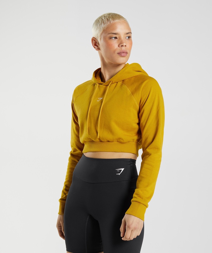 Yellow Women's Gymshark Training Cropped Hoodie | USA-56724