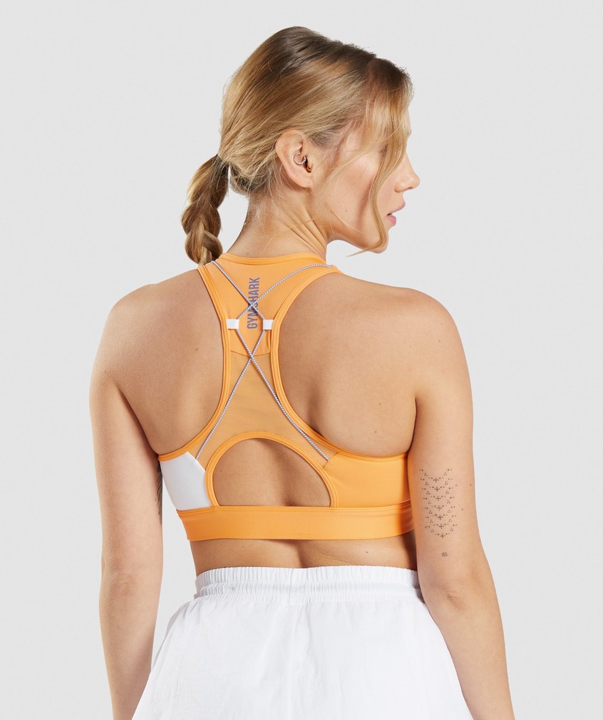 Apricot Orange / White Women's Gymshark Pulse Sports Bra | USA-05134