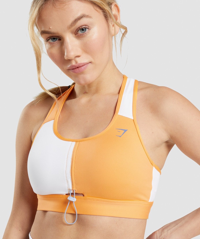 Apricot Orange / White Women's Gymshark Pulse Sports Bra | USA-05134