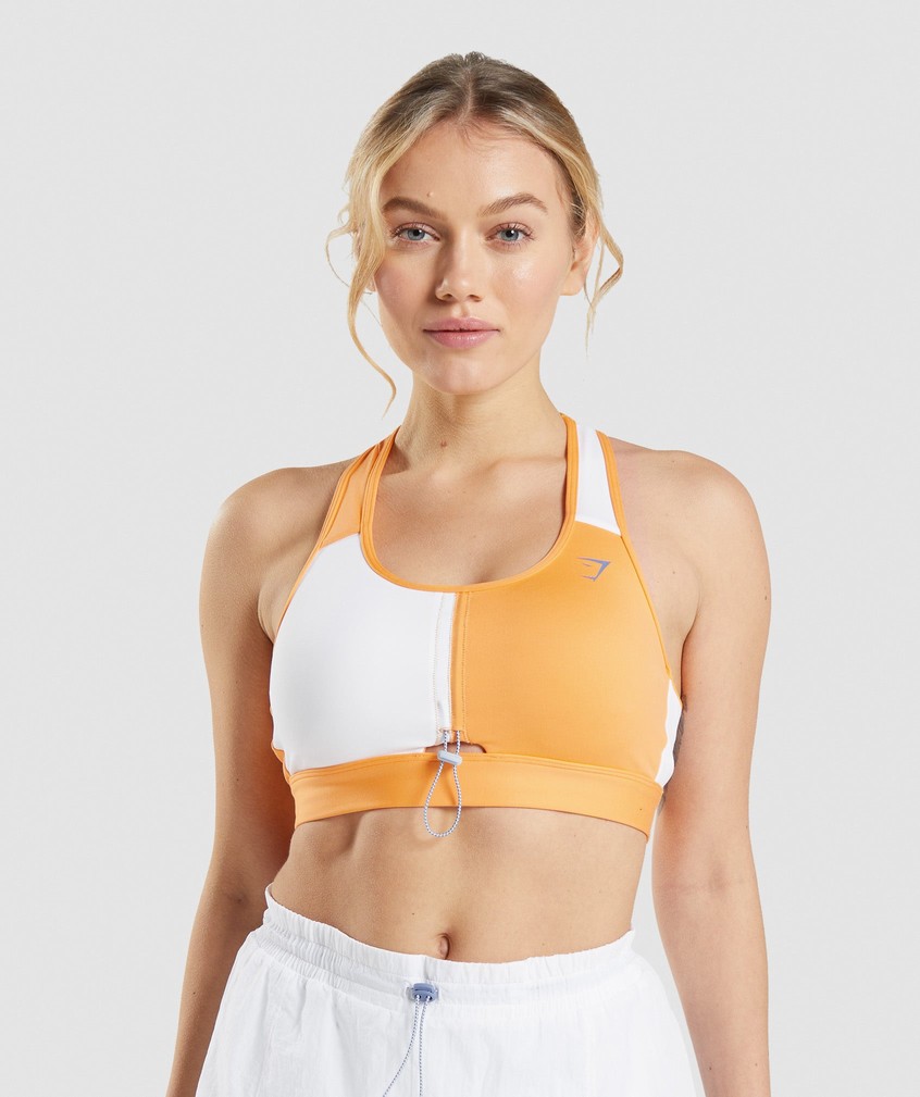 Apricot Orange / White Women\'s Gymshark Pulse Sports Bra | USA-05134