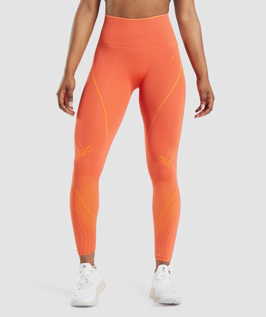 Apricot Orange Women\'s Gymshark Apex Seamless High Rise Leggings | USA-03256