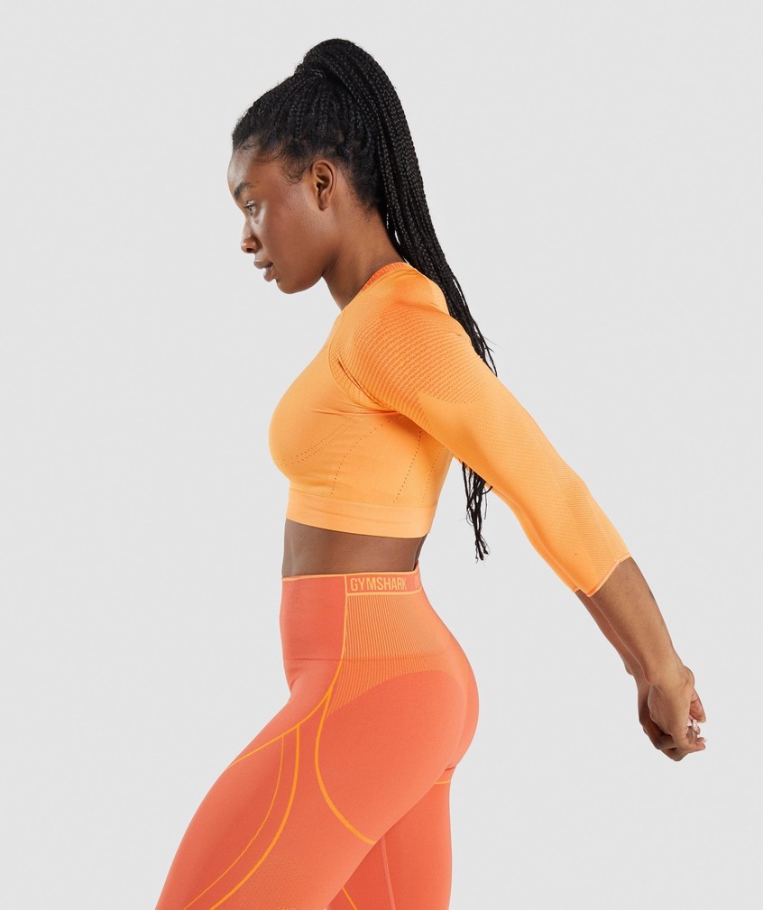 Apricot Orange Women's Gymshark Apex Seamless Crop Top T-Shirts | USA-34176