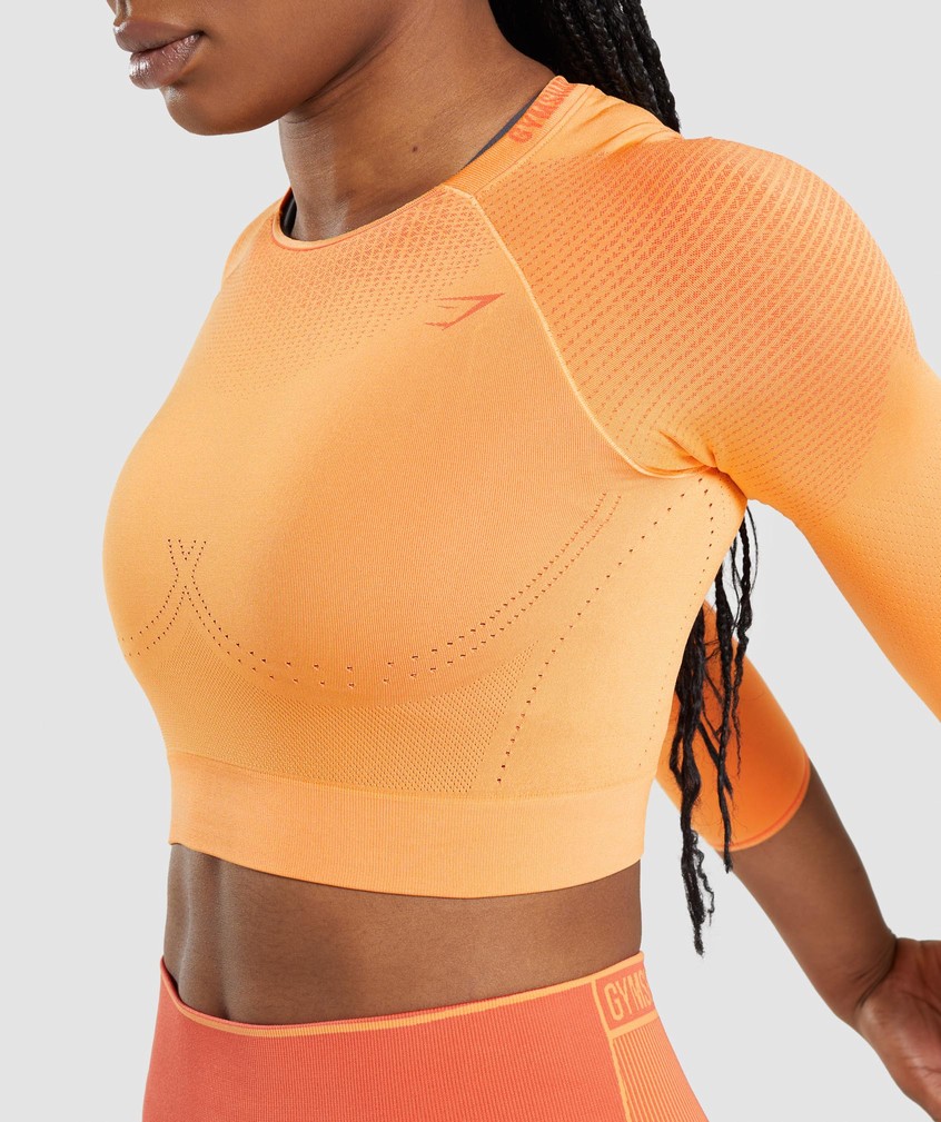 Apricot Orange Women's Gymshark Apex Seamless Crop Top T-Shirts | USA-34176