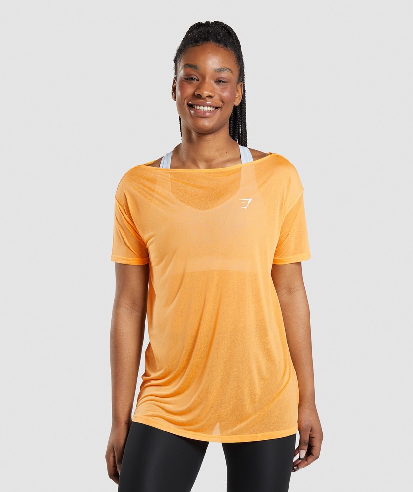 Apricot Orange Women\'s Gymshark Training Oversized Top T-Shirts | USA-69075