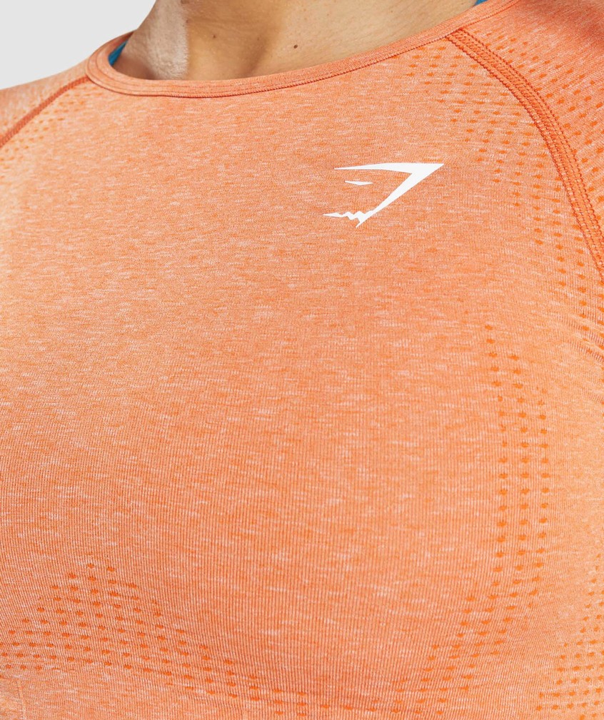 Apricot Orange Women's Gymshark Vital Seamless 2.0 Long Sleeve Crop Top T-Shirts | USA-35769