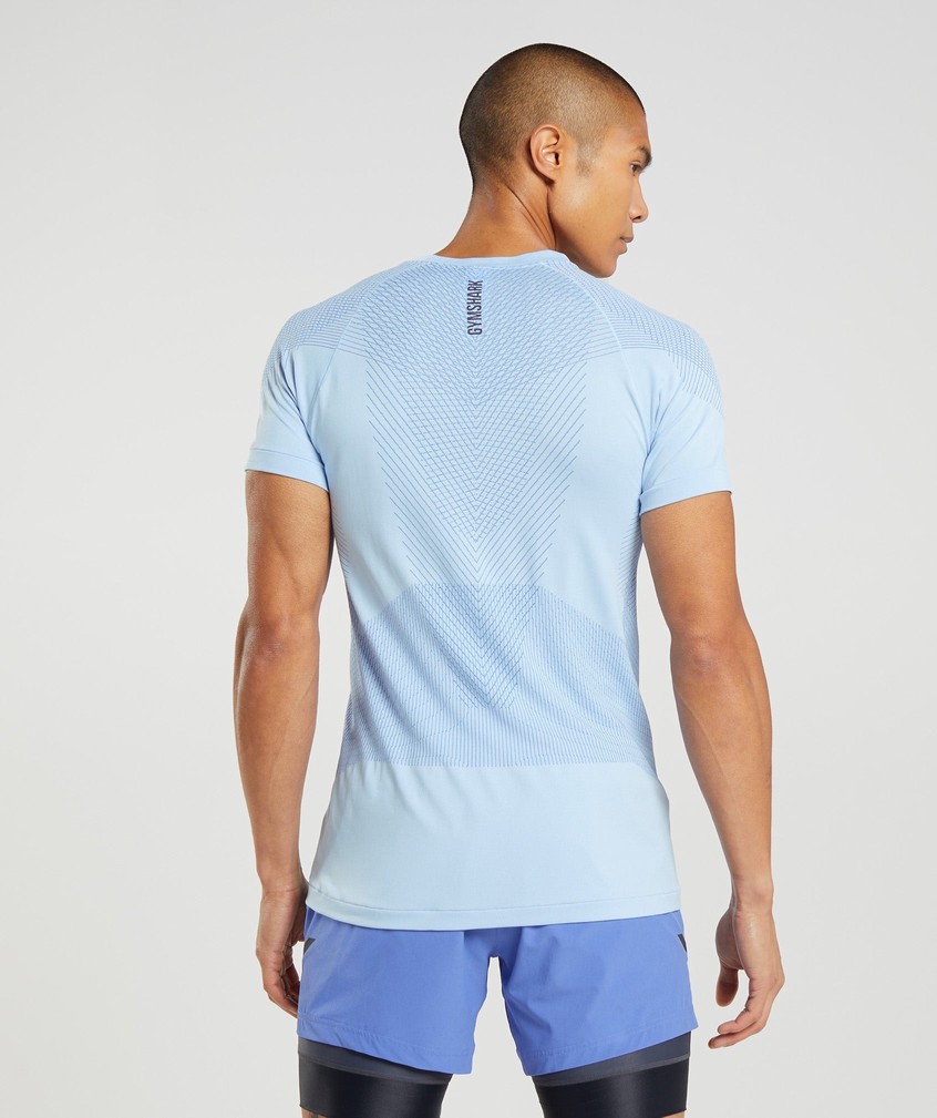 Beige Blue Men's Gymshark Apex Seamless T-Shirts | USA-48612