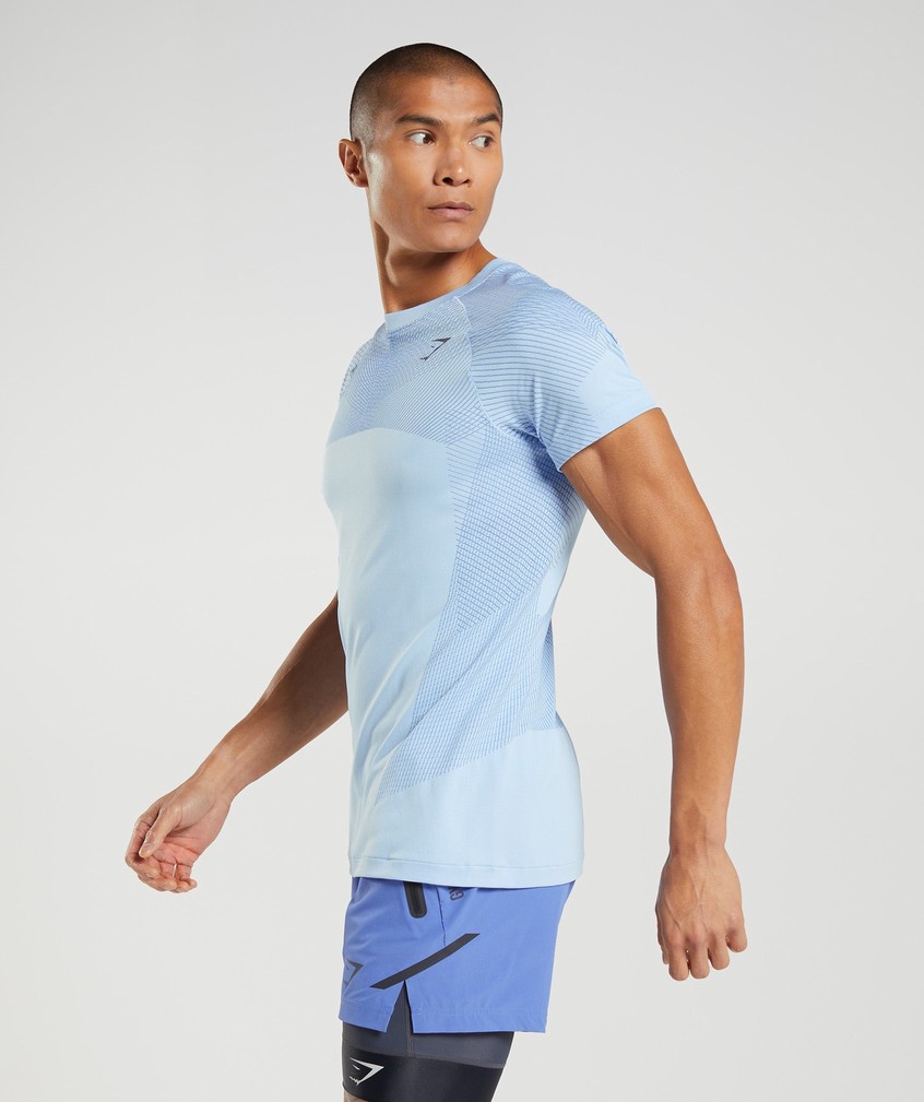 Beige Blue Men's Gymshark Apex Seamless T-Shirts | USA-48612