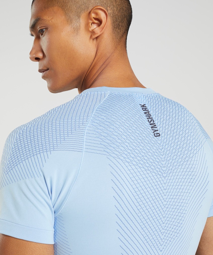 Beige Blue Men's Gymshark Apex Seamless T-Shirts | USA-48612