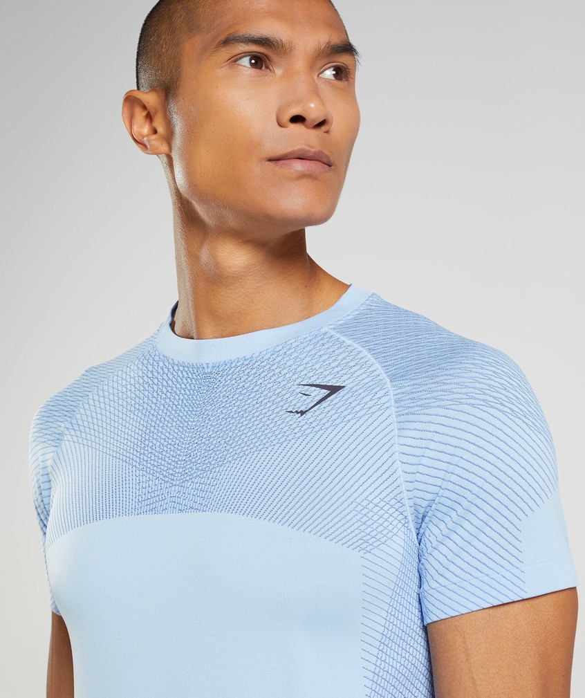 Beige Blue Men's Gymshark Apex Seamless T-Shirts | USA-48612