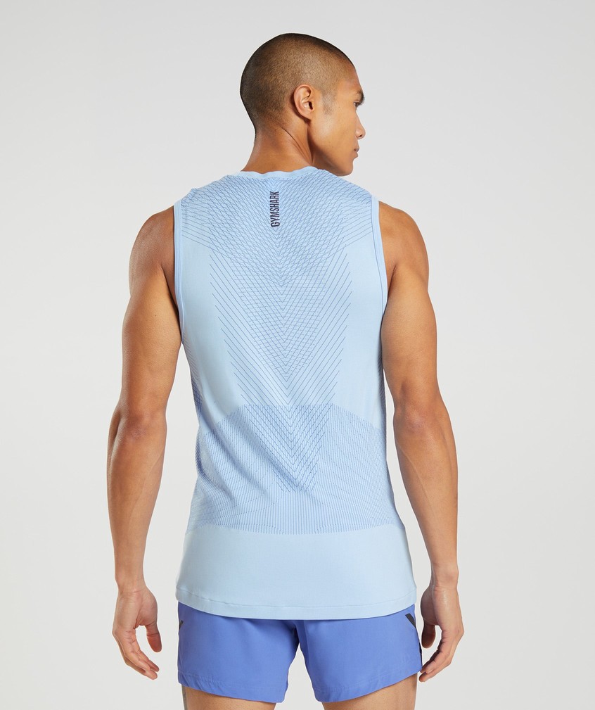 Beige Blue Men's Gymshark Apex Seamless Tank | USA-53128