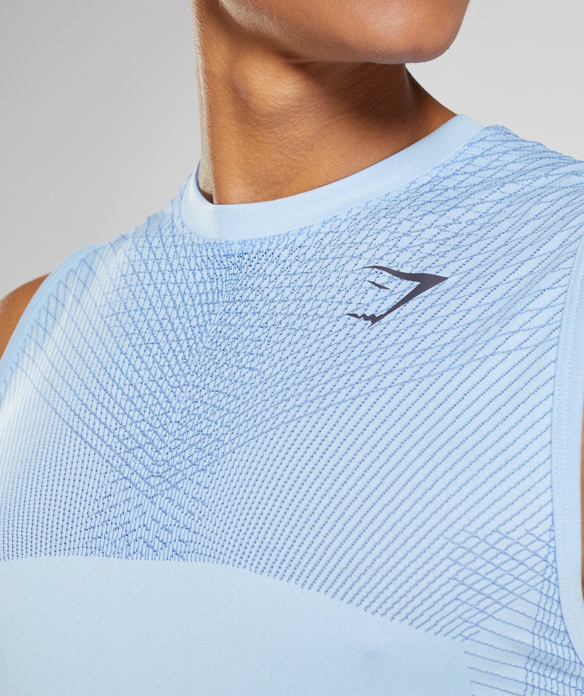 Beige Blue Men's Gymshark Apex Seamless Tank | USA-53128