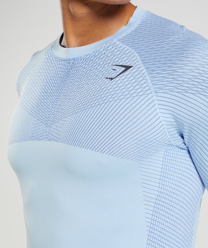 Beige Blue Men's Gymshark Apex Seamless Long Sleeve T-Shirts | USA-62931