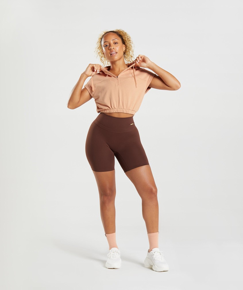 Beige Women's Gymshark Whitney Cropped Sleeveless Hoodie | USA-40536