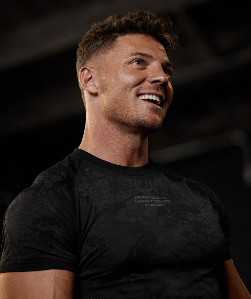 Black / Deep Grey Men's Gymshark Steve Cook Seamless T-Shirts | USA-71904