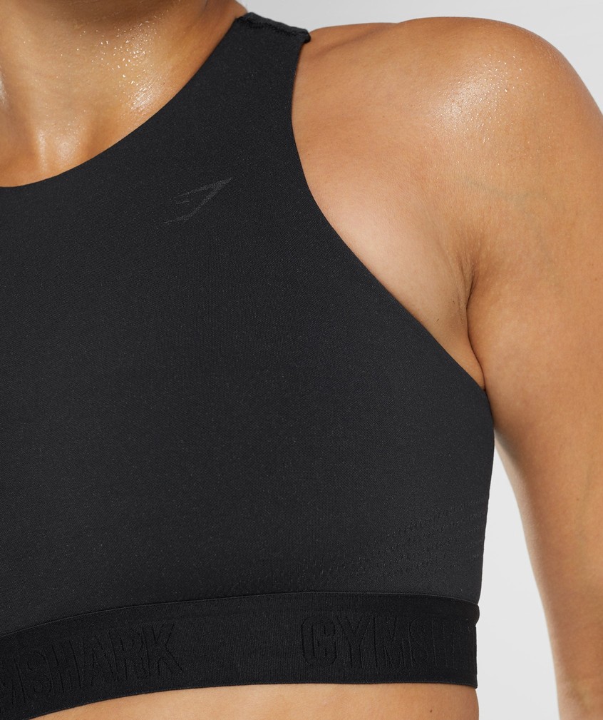 Black / Deep Grey Women's Gymshark 315 Performance High Neck Sports Bra | USA-85096