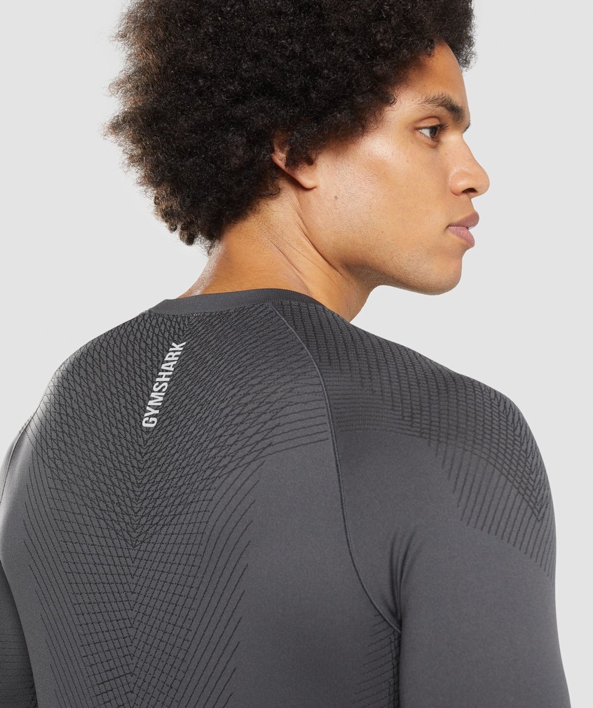 Black Grey / Black Men's Gymshark Apex Seamless Long Sleeve T-Shirts | USA-94076