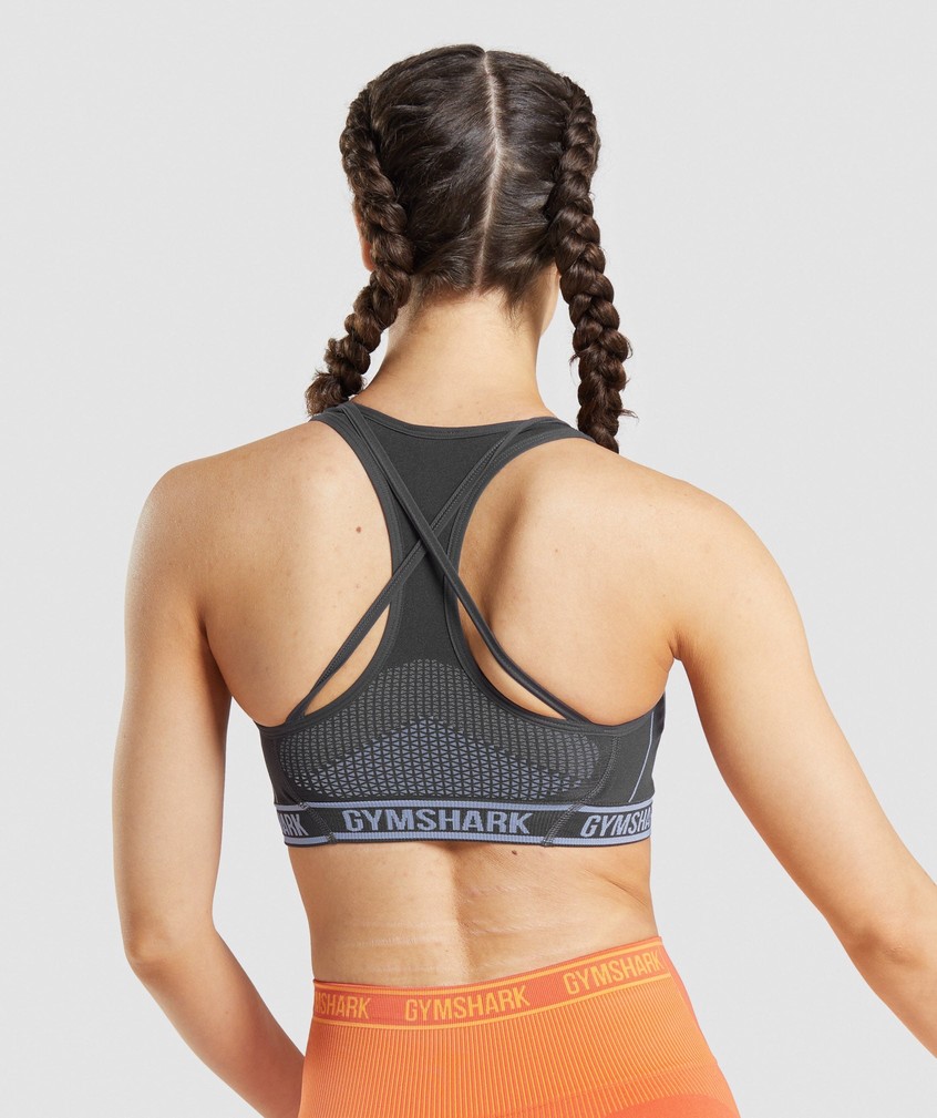 Black Grey / Lavender Blue Women's Gymshark Apex Seamless Sports Bra | USA-54689