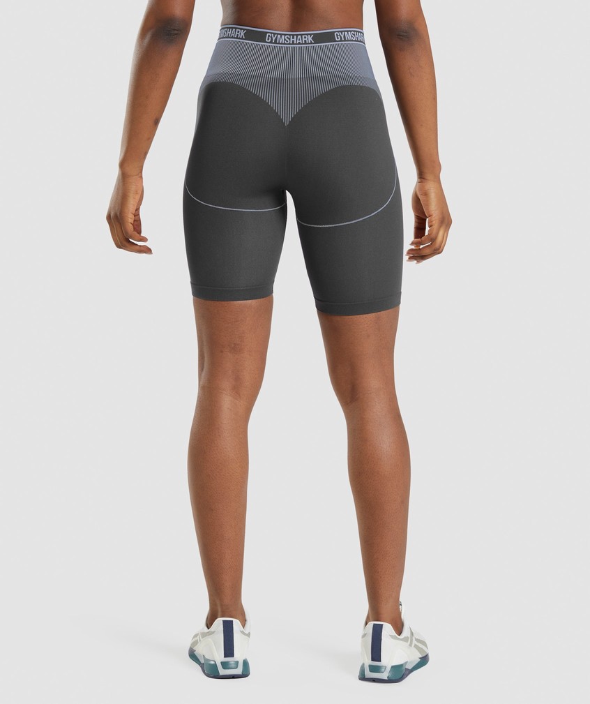 Black Grey / Lavender Blue Women's Gymshark Apex Seamless High Rise Short Shorts | USA-98053