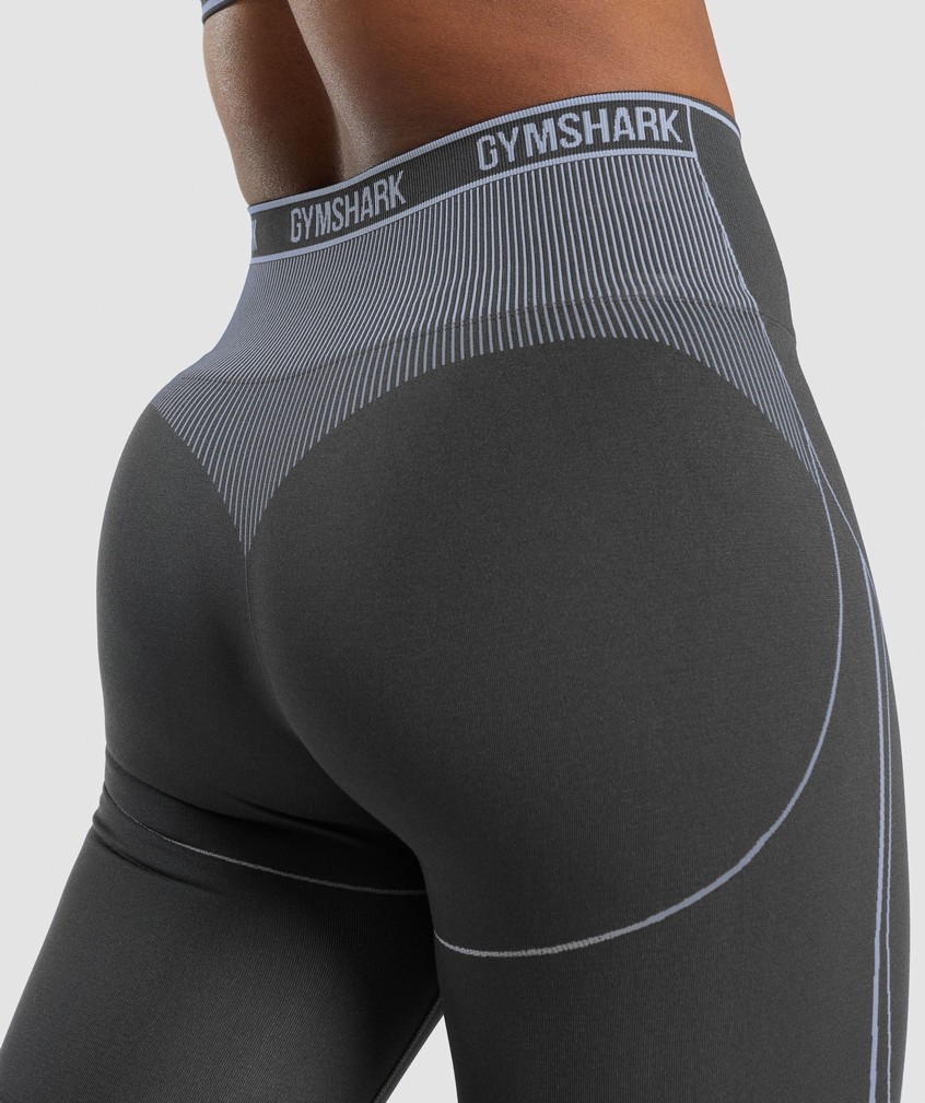 Black Grey / Lavender Blue Women's Gymshark Apex Seamless High Rise Short Shorts | USA-98053