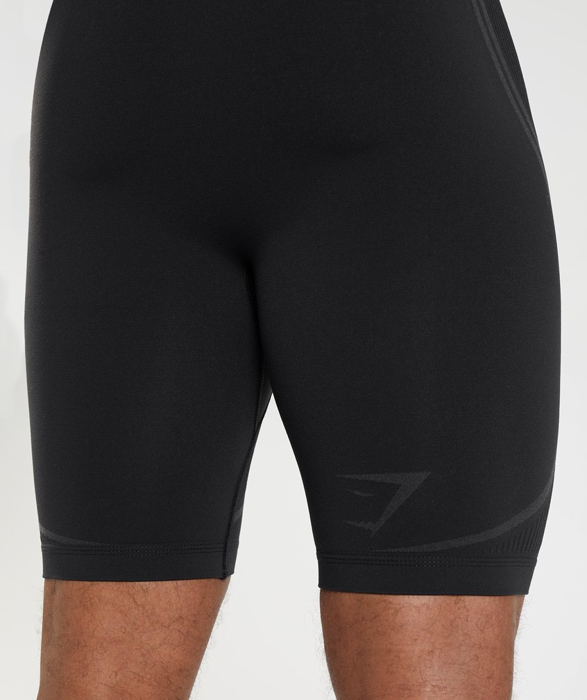 Black / Grey Men's Gymshark 315 Seamless 1/2 Shorts | USA-41986