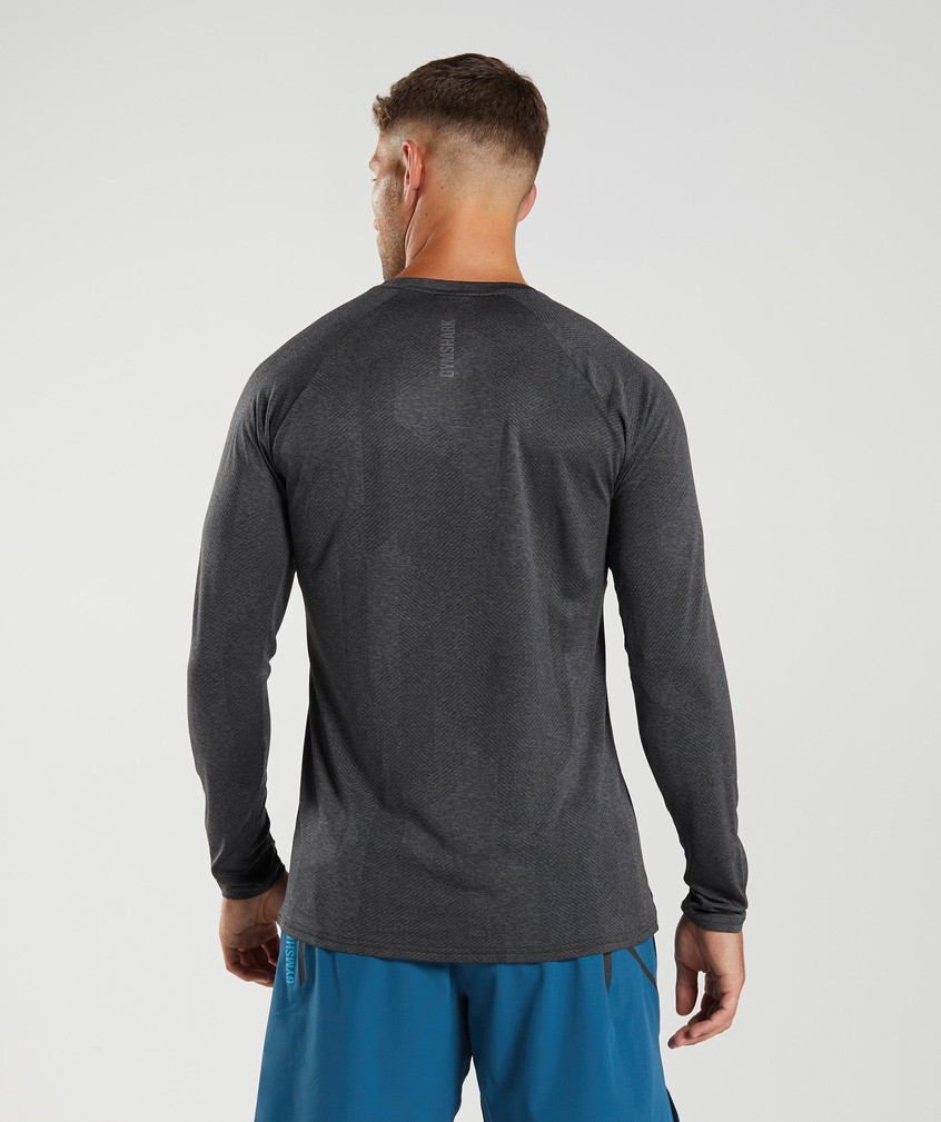 Black / Grey Men's Gymshark Apex Long Sleeve T-Shirts | USA-69345