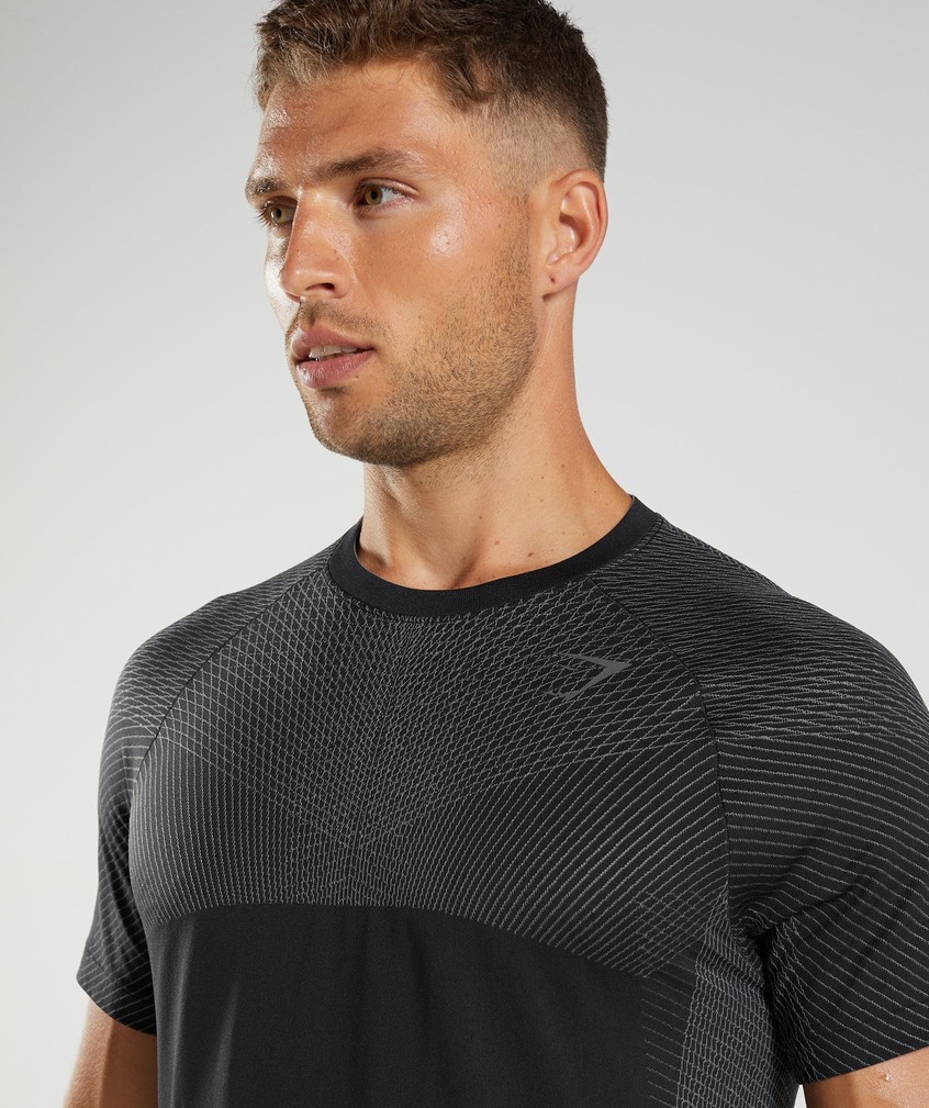 Black / Grey Men's Gymshark Apex Seamless T-Shirts | USA-14580