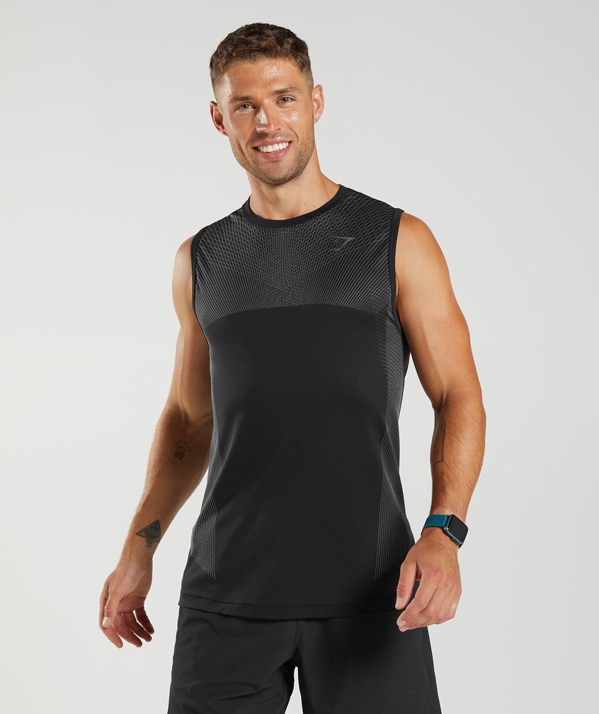 Black / Grey Men\'s Gymshark Apex Seamless Tank | USA-18053