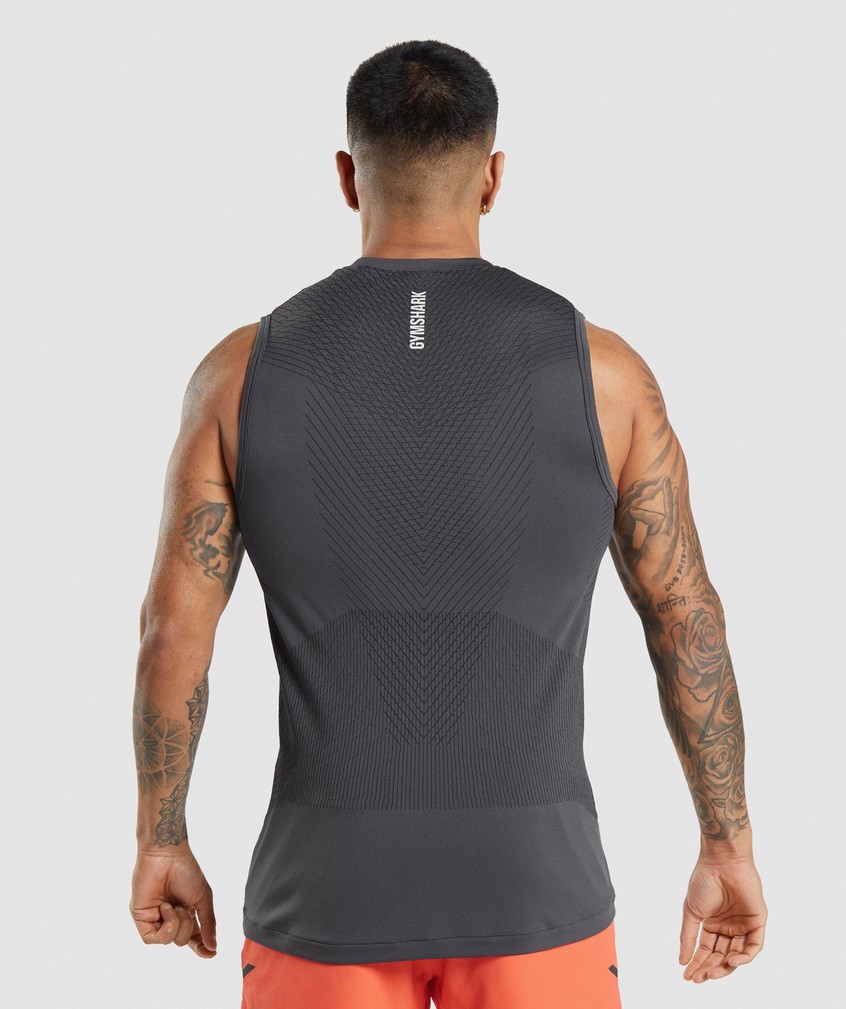 Black Grey Men's Gymshark Apex Seamless Tank | USA-52634