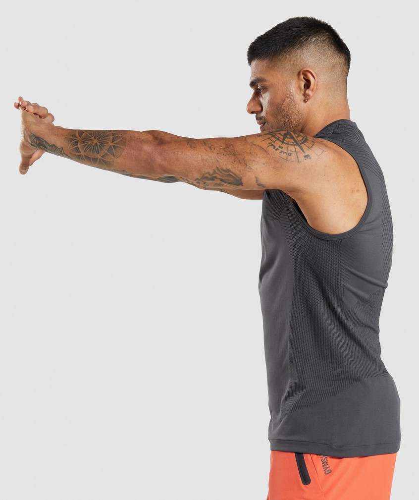 Black Grey Men's Gymshark Apex Seamless Tank | USA-52634