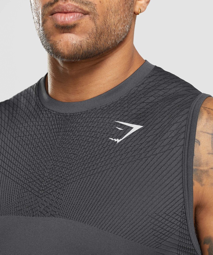 Black Grey Men's Gymshark Apex Seamless Tank | USA-52634