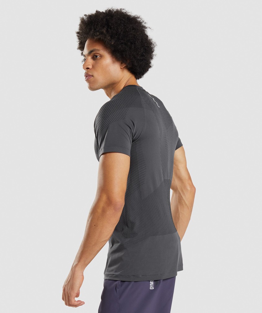 Black Grey Men's Gymshark Apex Seamless T-Shirts | USA-53704