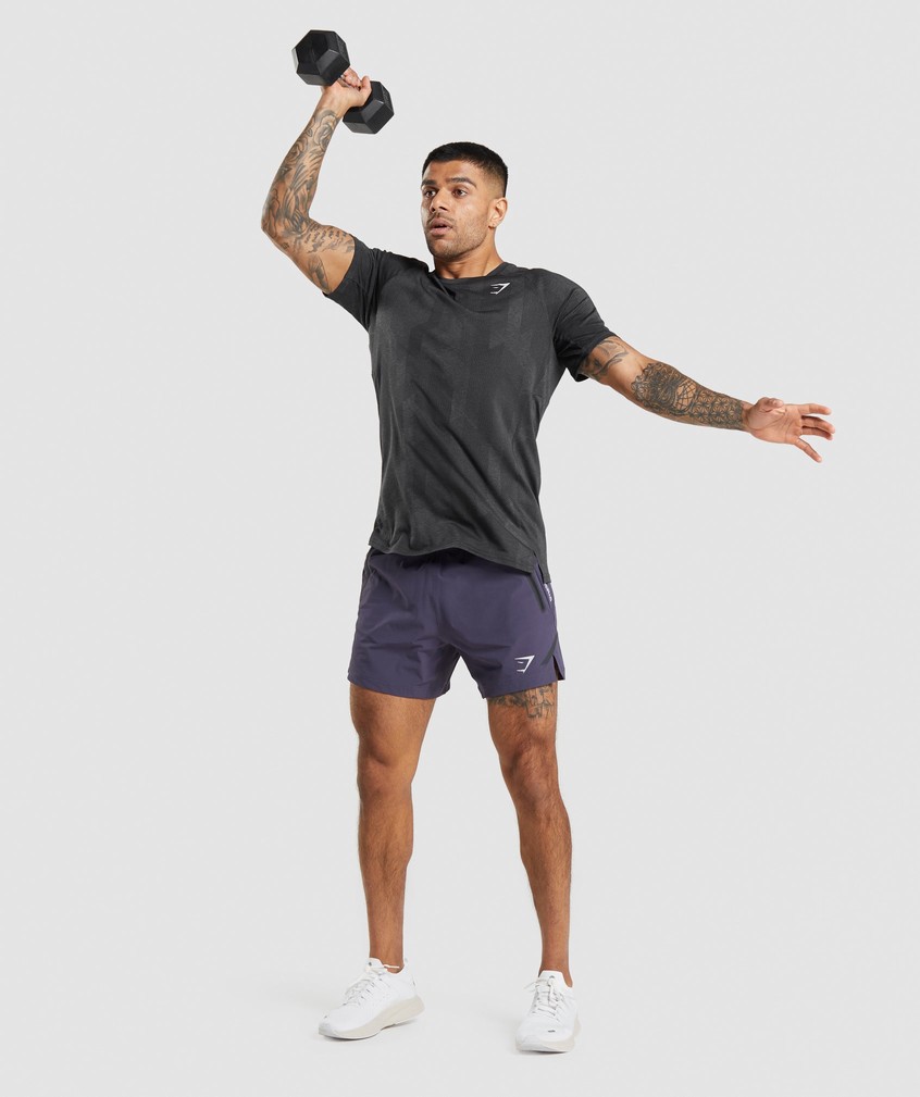 Black Grey Men's Gymshark Apex T-Shirts | USA-06725