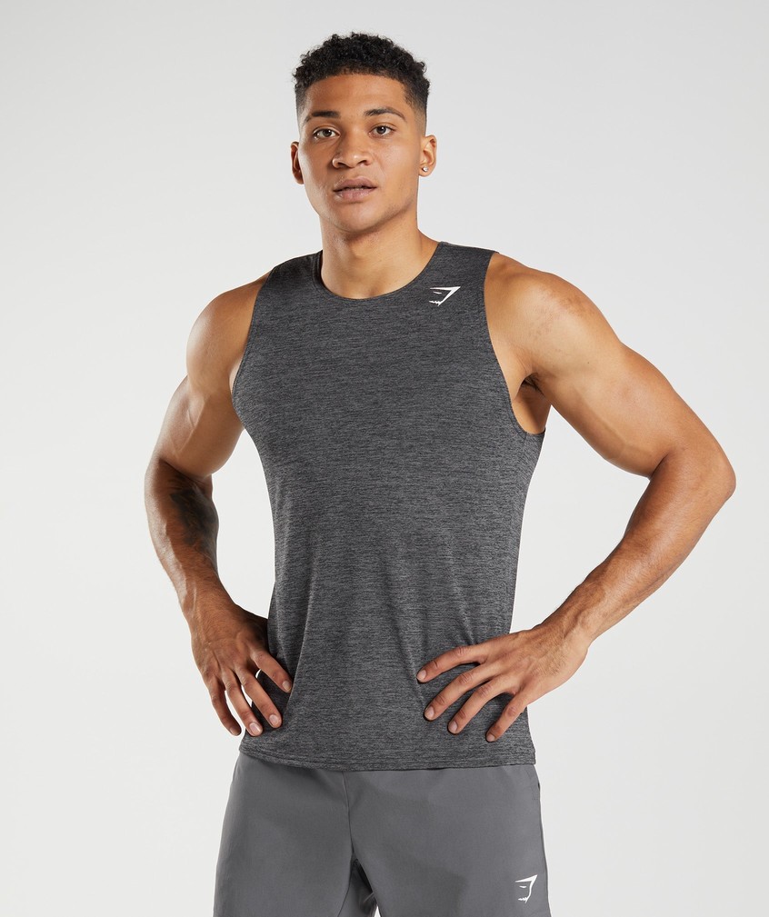 Black / Grey Men\'s Gymshark Arrival Slim Marl Tank | USA-52908