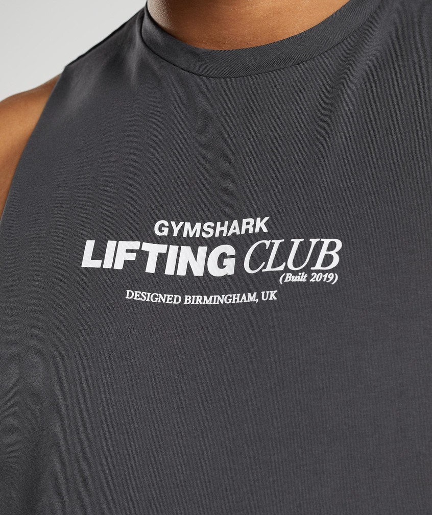 Black Grey Men's Gymshark Social Club Drop Arm Tank | USA-70438