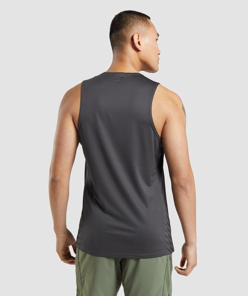 Black Grey Men's Gymshark Sport Stripe Tank | USA-54726