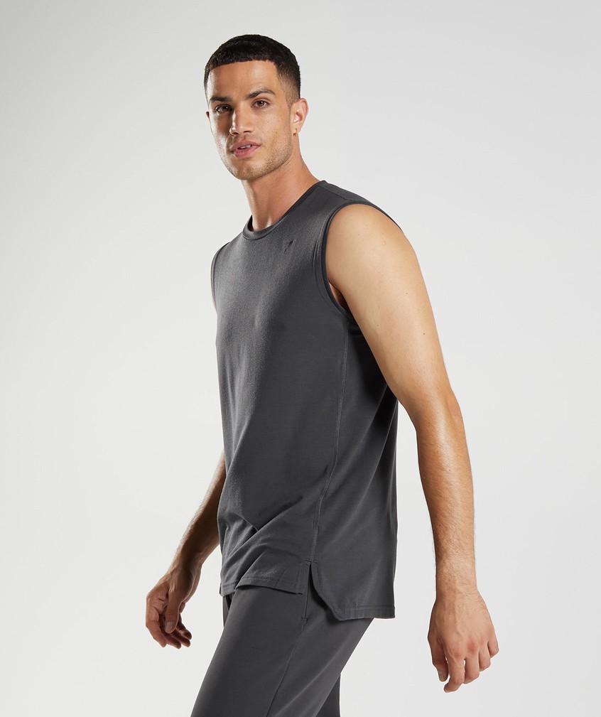 Black Grey Men's Gymshark Studio Tank | USA-60875